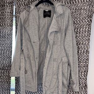 Gray Women's peacoat button up Jacket